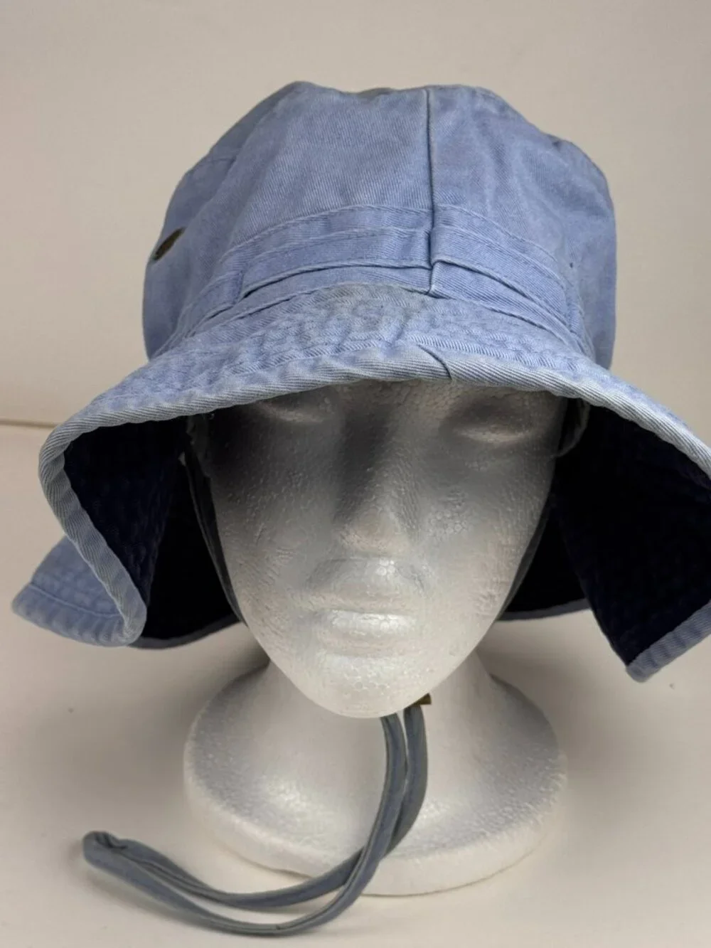 Vintage Tropical Trends DPC Reversible Sun Hat Bucket Cap Blue L Chin Strap